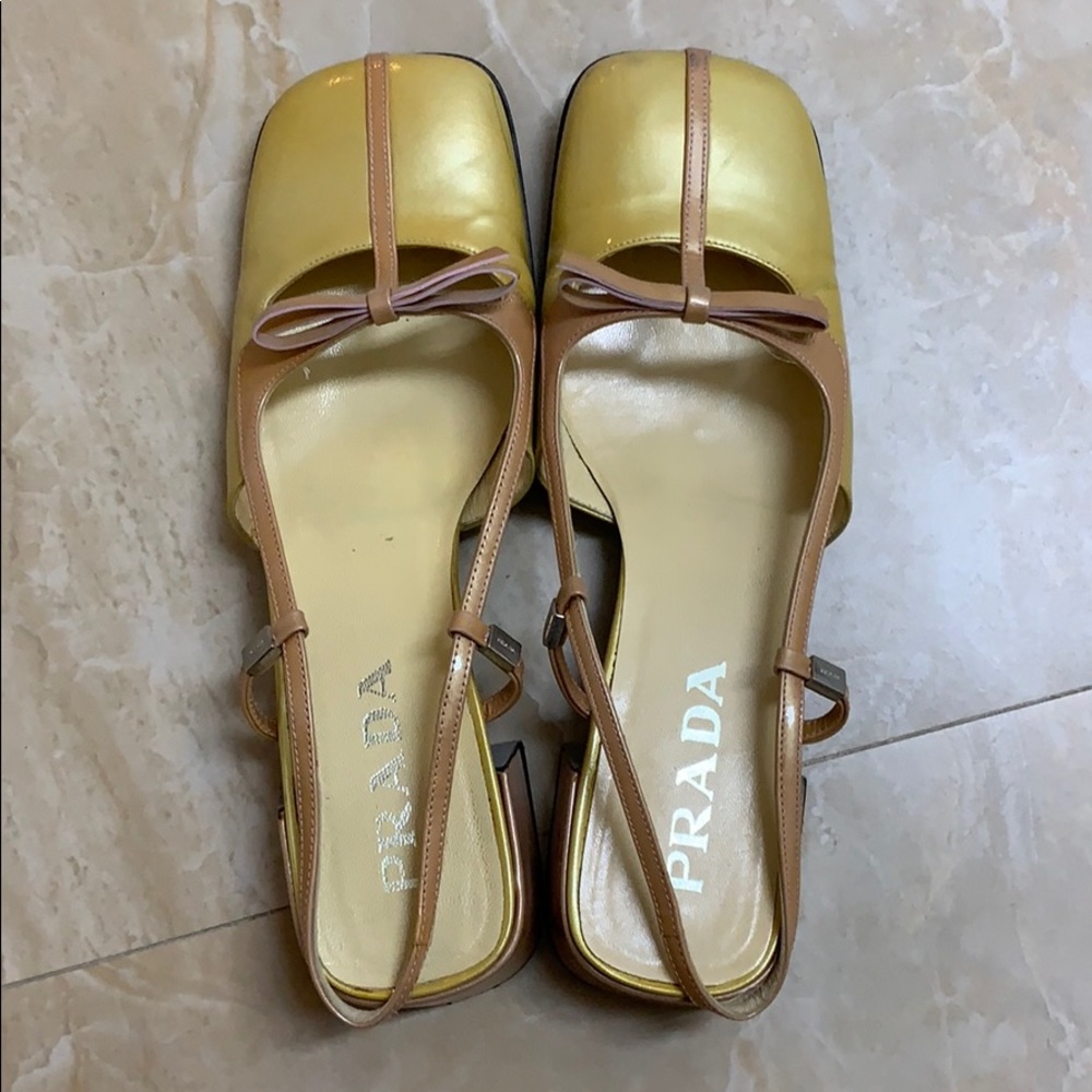 prada gold heels